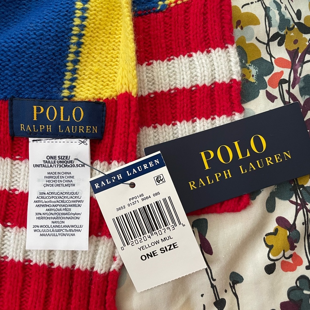 POLO Ralph Lauren Unisex Vibrant multi-color scarf - Picture 3 of 7